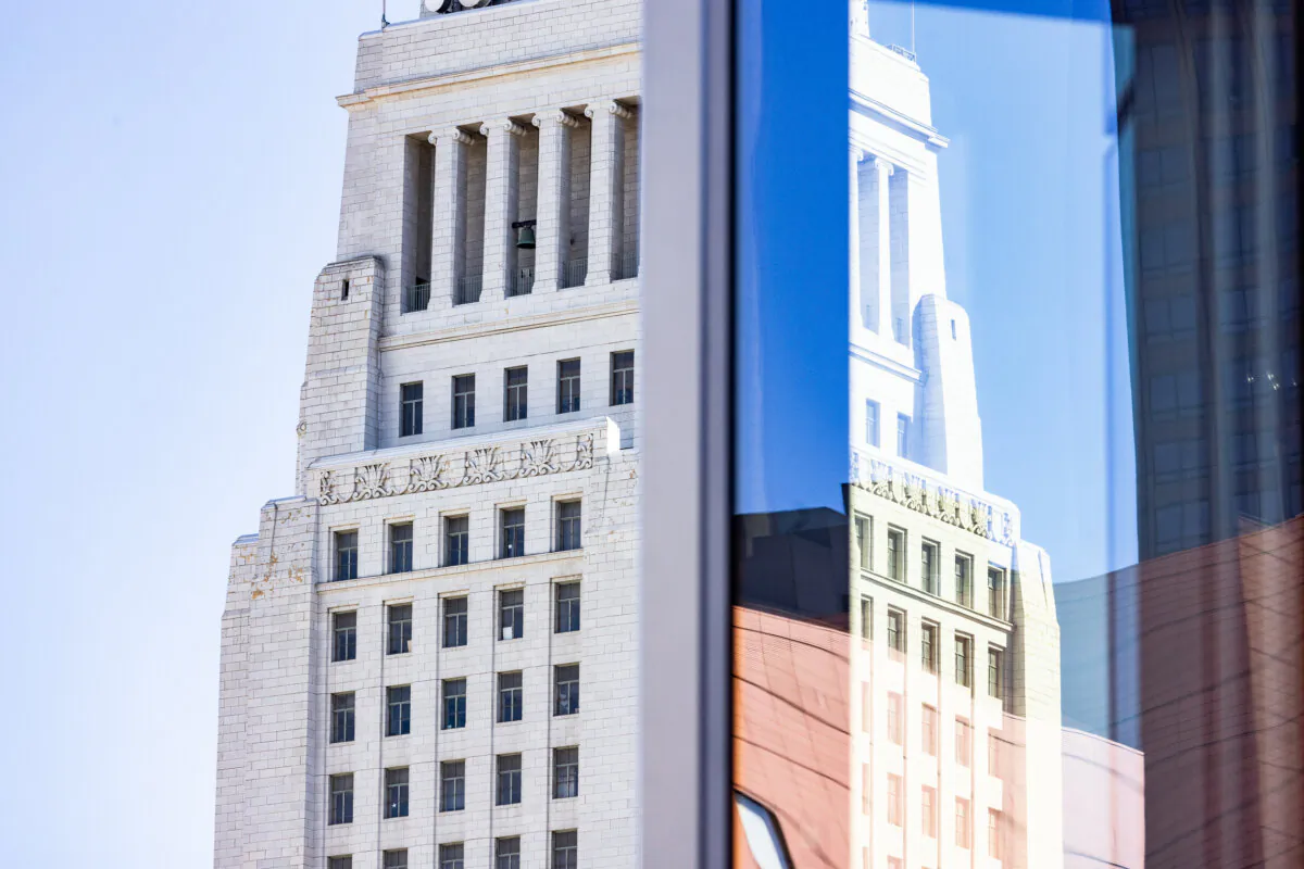 Los Angeles City Hall on Jan. 11, 2024. (John Fredricks/The Epoch Times)