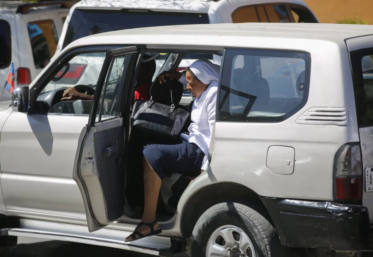 One of six Catholic nuns who were kidnapped by gangs arrives to a hospital the day after being released in Port-au-Prince, Haiti, on Jan. 25, 2024. (Odelyn Joseph/AP Photo)