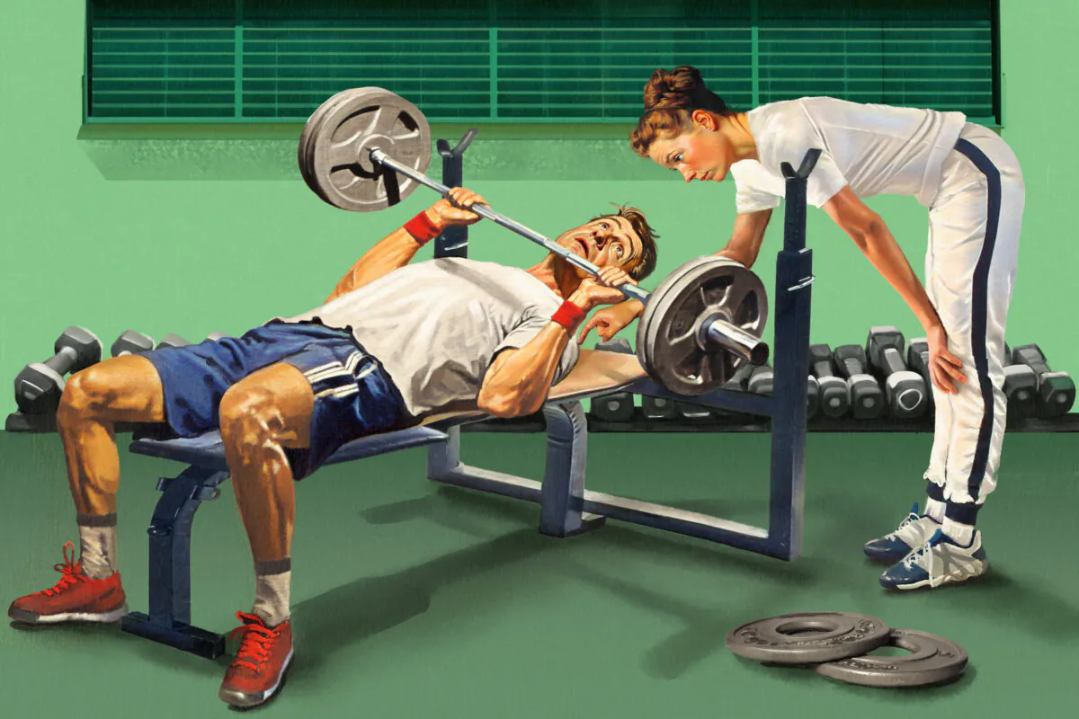 For safety reasons, don't bother someone who's in the process of lifting heavy weights. (Biba Kayewich)
