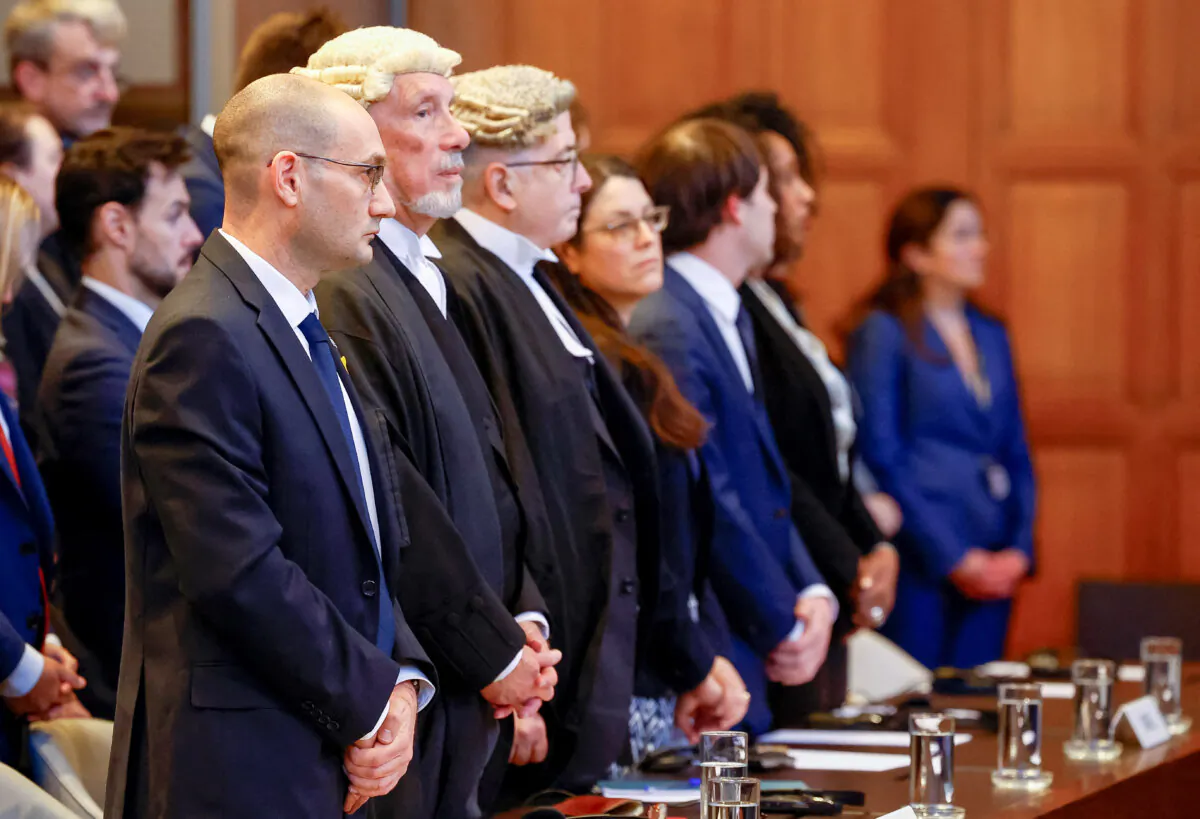 A session of the International Court of Justice (ICJ) deliberating on emergency measures against Israel following accusations by South Africa that the military operation in Gaza is a state-led genocide, in The Hague, Netherlands, on Jan. 26, 2024. (Piroschka van de Wouw/Reuters)