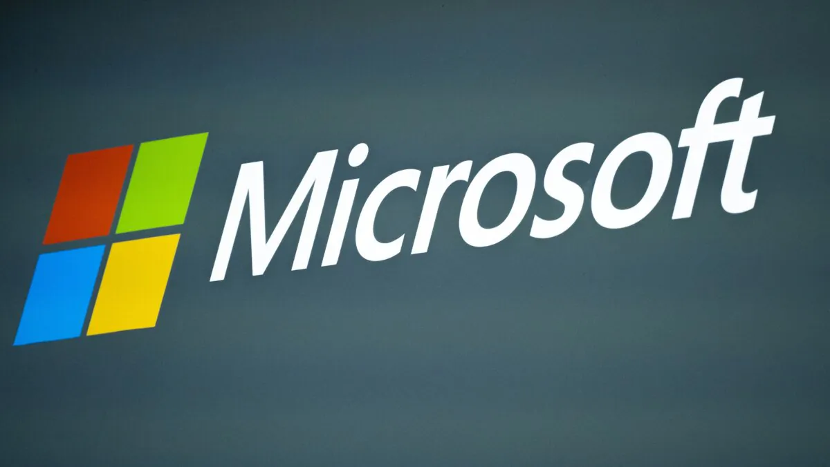 The Microsoft logo at the Mobile World Congress 2023 in Barcelona, Spain, on March 2, 2023. (Joan Mateu Parra/AP Photo)