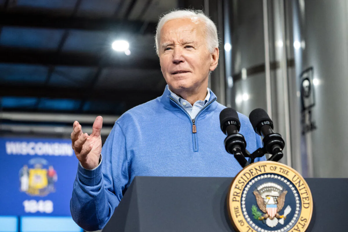 President Joe Biden speaks about his Investing in America and Bipartisan Infrastructure plans at Earth Rider Brewery in Superior, Wis., on Jan. 25, 2024. (Saul Loeb/AFP via Getty Images)