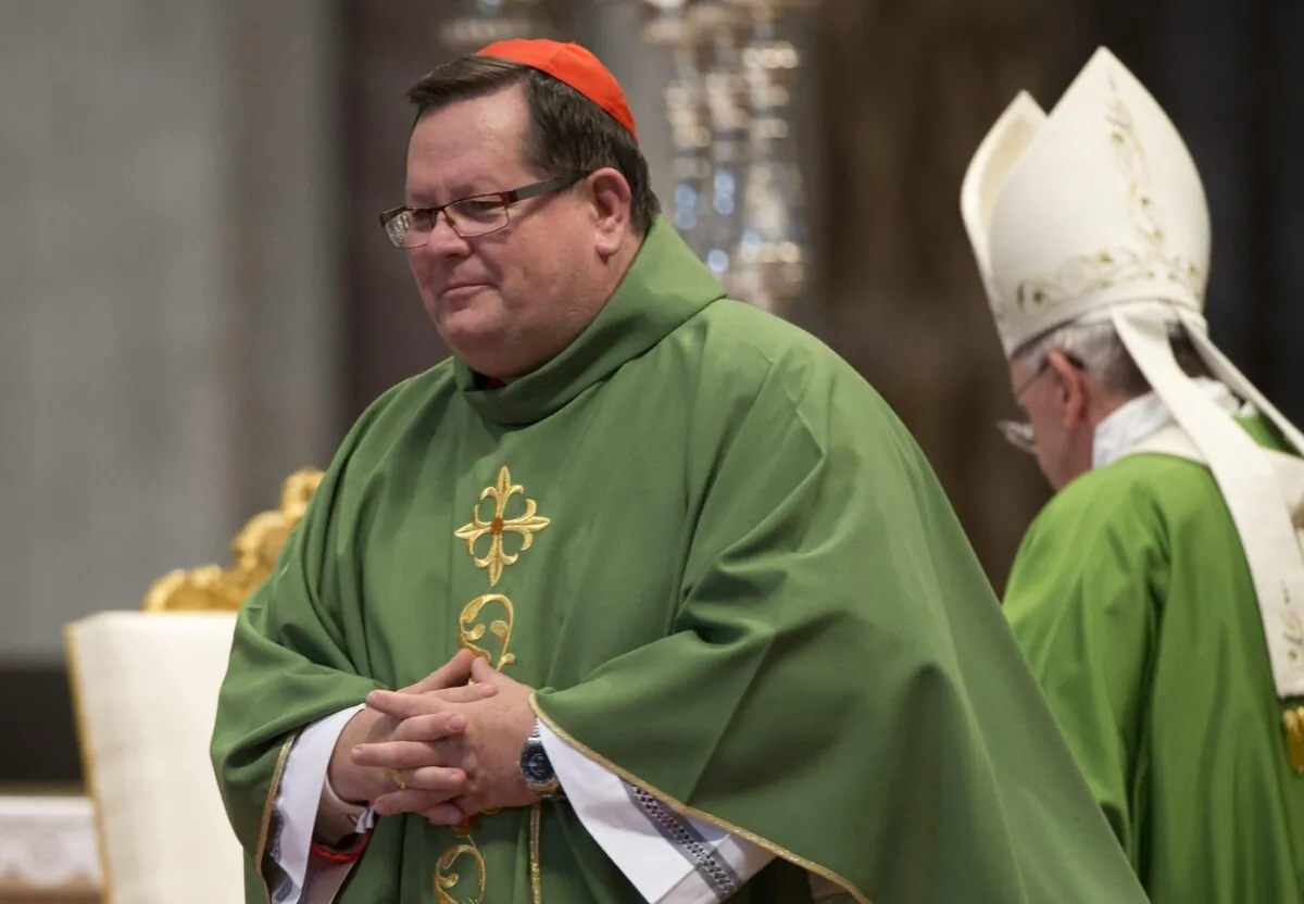 Cardinal Gerald Cyprien Lacroix, Archbishop du Quebec leaves after delivering a speech during a Mass of Thanksgiving celebrated by Pope Francis, in St. Peter's Basilica, at the Vatican, on Oct. 12, 2014. (The Canadian Press/AP-Andrew Medichini)