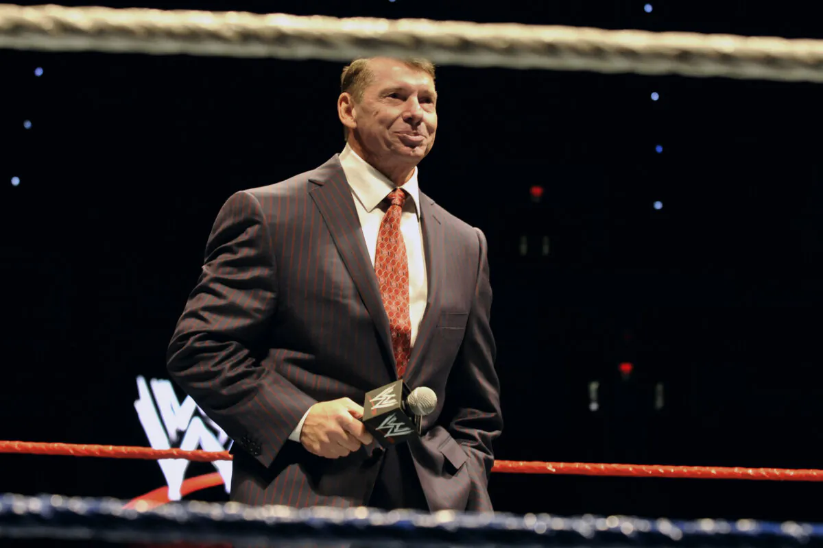 WWE chairman and CEO Vince McMahon speaks to an audience during a WWE fan appreciation event in Hartford, Conn., on Oct. 30, 2010. (Jessica Hill/AP Photo)