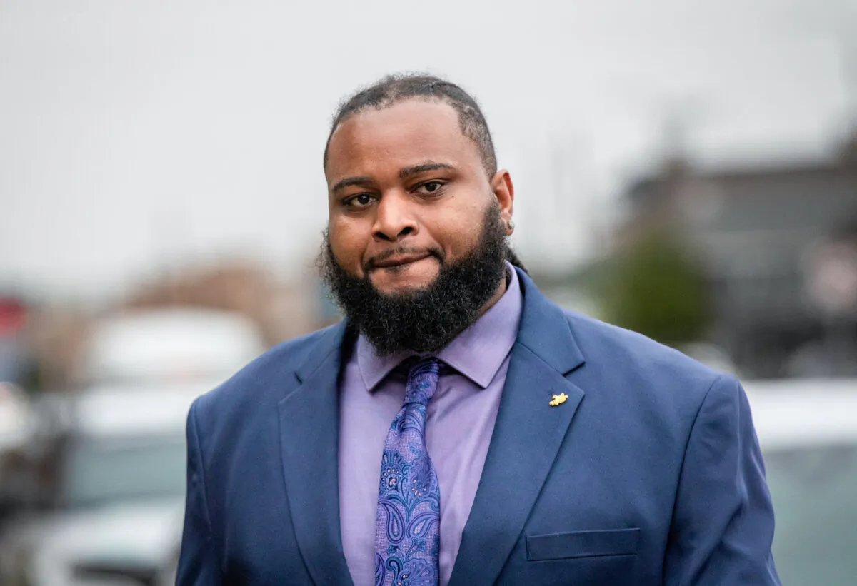 Cardell Hayes walks into the Orleans Parish Criminal District Court for his retrial in New Orleans on Jan. 26, 2024. (David Grunfeld/The Times-Picayune/The New Orleans Advocate via AP)