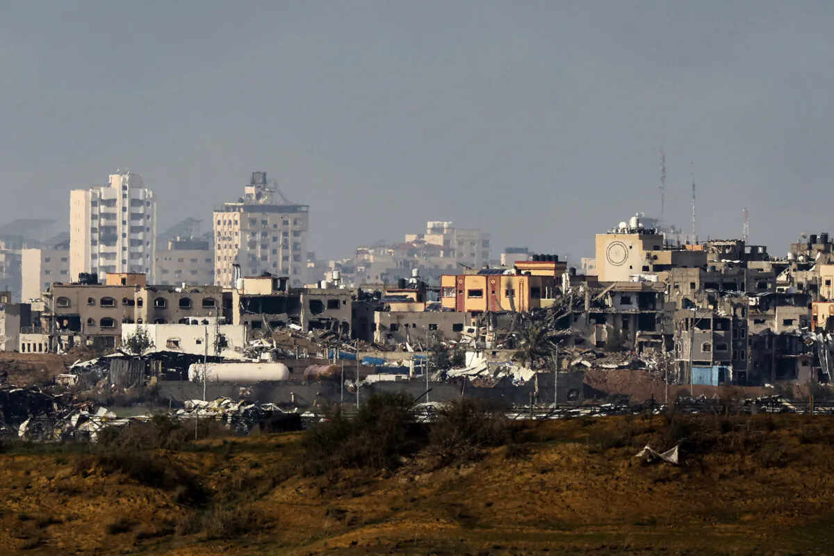 A picture taken from a position in southern Israel on the border with the Gaza Strip on Jan. 2, 2024, shows destroyed buildings in northern Gaza following Israeli bombardment amid ongoing battles between Israel and the Palestinian militant group Hamas. (Jack Guez/AFP via Getty Images)