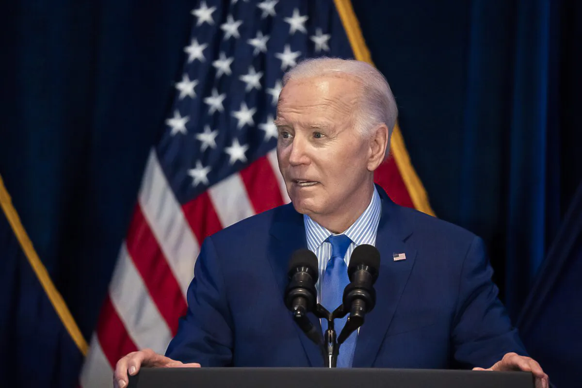 President Joe Biden speaks to the audience during the South Carolina Democratic Party First in the Nation Celebration dinner at the state fairgrounds in Columbia, on Jan. 27, 2024. (Sean Rayford/Getty Images)