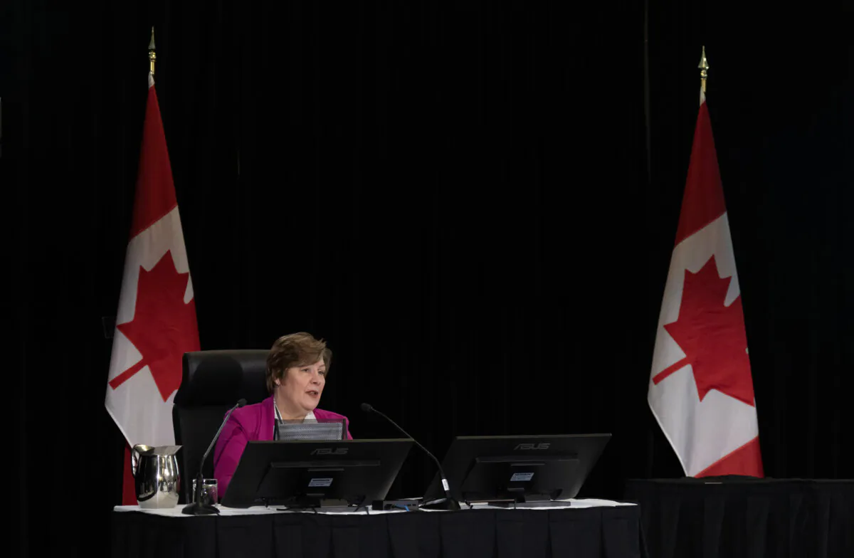 Commissioner Justice Marie-Josee Hogue delivers her opening remarks at the Public Inquiry Into Foreign Interference in Federal Electoral Processes and Democratic Institutions in Ottawa on Jan. 29, 2024. (Adrian Wyld/The Canadian Press)