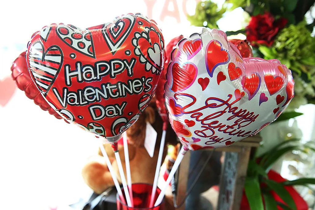 Valentine's Day balloon are displayed inside a florist as Sydneysiders prepare for Valentine's Day in Sydney, Australia, on Feb. 12, 2014. (Brendon Thorne/Getty Images)