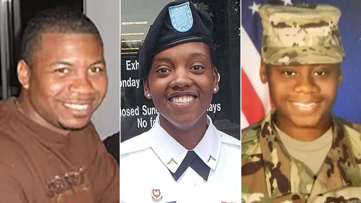 (Left) Sgt. William Jerome Rivers. (Center) Spc. Kennedy Ladon Sanders. (Right) Spc. Breonna Alexsondria Moffett. (U.S. Army and Shawn Sanders via AP)