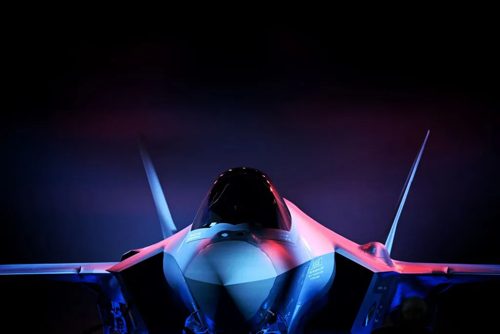 Illustration picture shows a F35 fighter aircraft during a visit to the Lockheed Martin aerospace and defense company in Fort Worth, Texas, on Dec. 10, 2023. (Jasper Jacobs/Belga Mag via AFP)