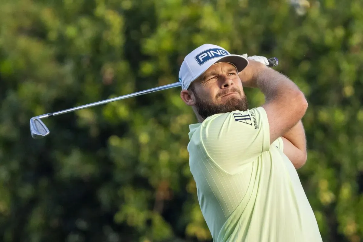 Tyrrell Hatton hits his tee shot on the 11th hole during the first round of the Sony Open in Hawaii golf tournament at Waialae Country Club in Honolulu on Jan. 11, 2024. (Kyle Terada/USA TODAY Sports via Field Level Media)