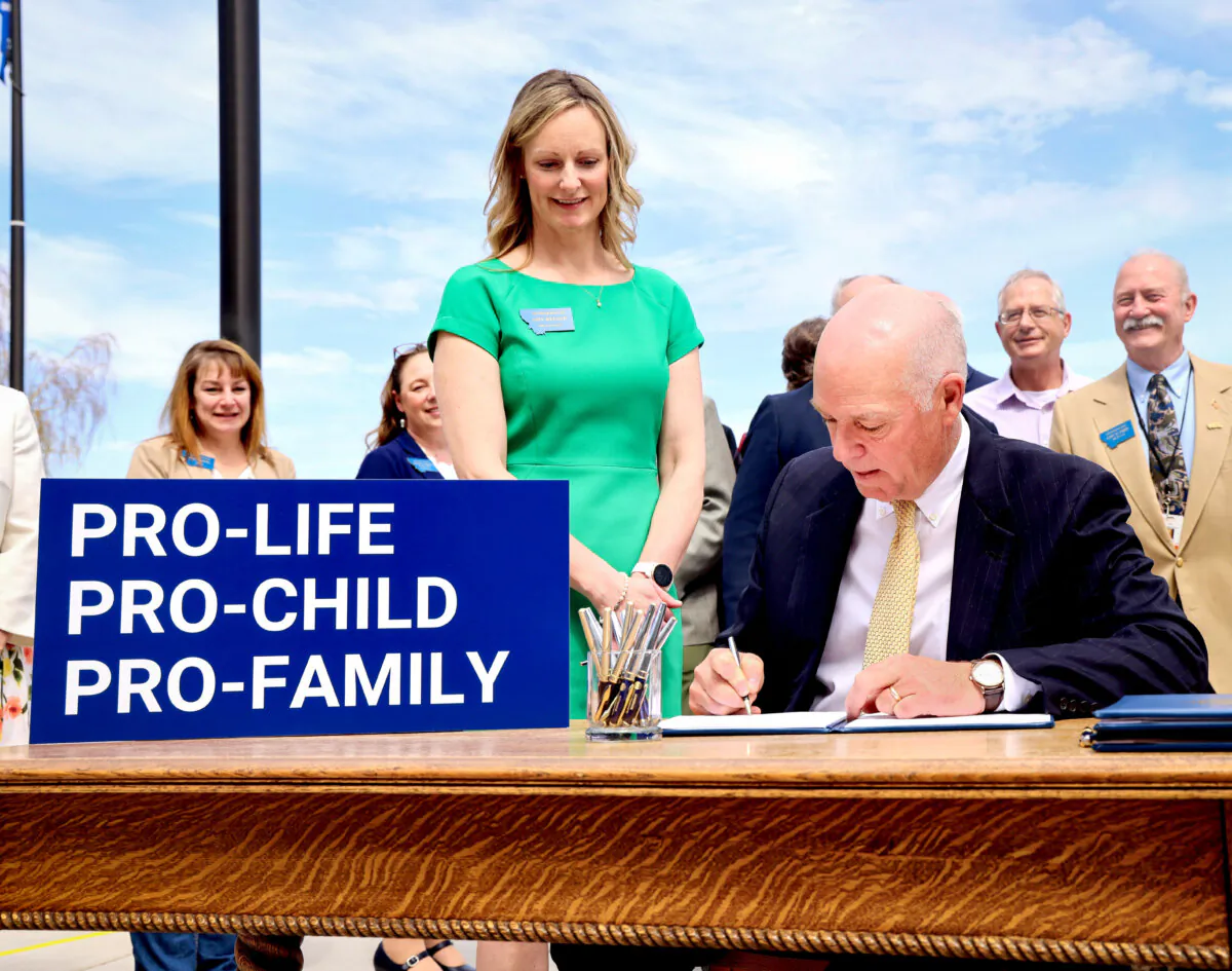 Montana Gov. Greg Gianforte signs five pro-life bills at the Montana State Capitol in Helena, on May 3, 2023. (State of Montana)