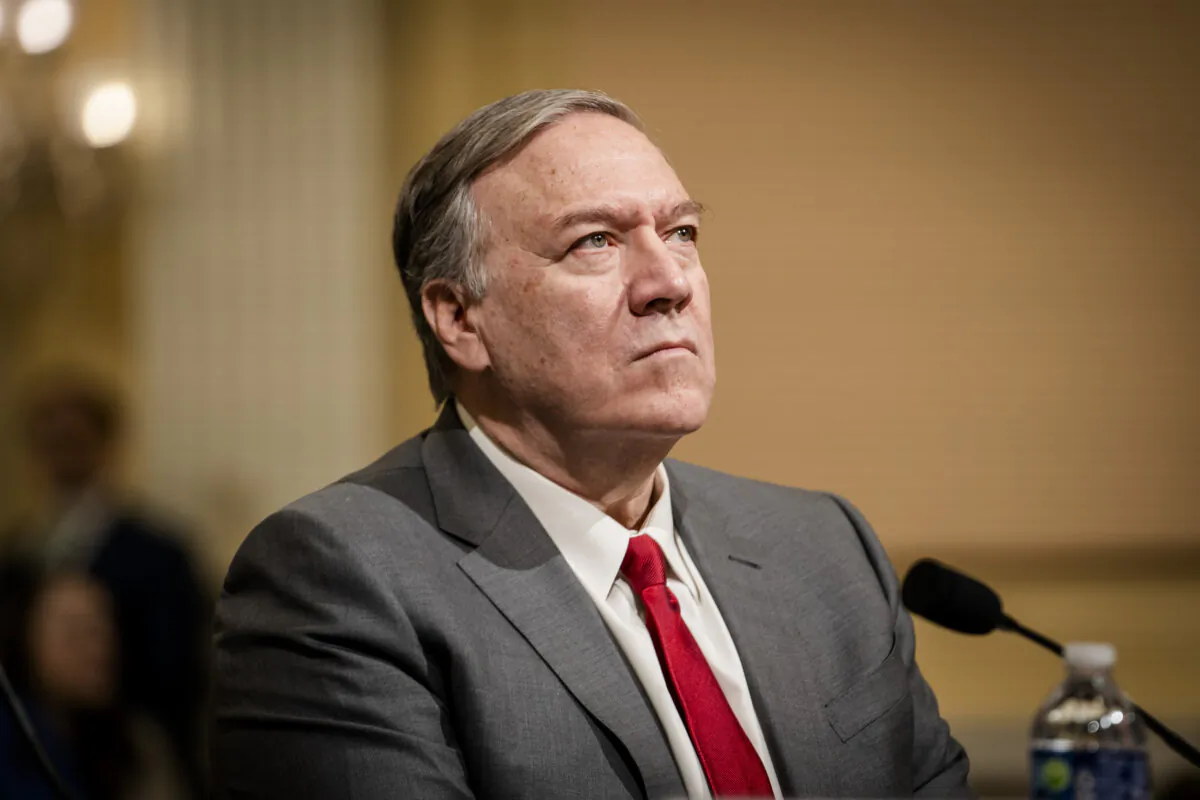 Former U.S. Secretary of State Mike Pompeo testifies before the House Select Committee on the Chinese Communist Party in Washington on Jan. 30, 2024. (Madalina Vasiliu/The Epoch Times)