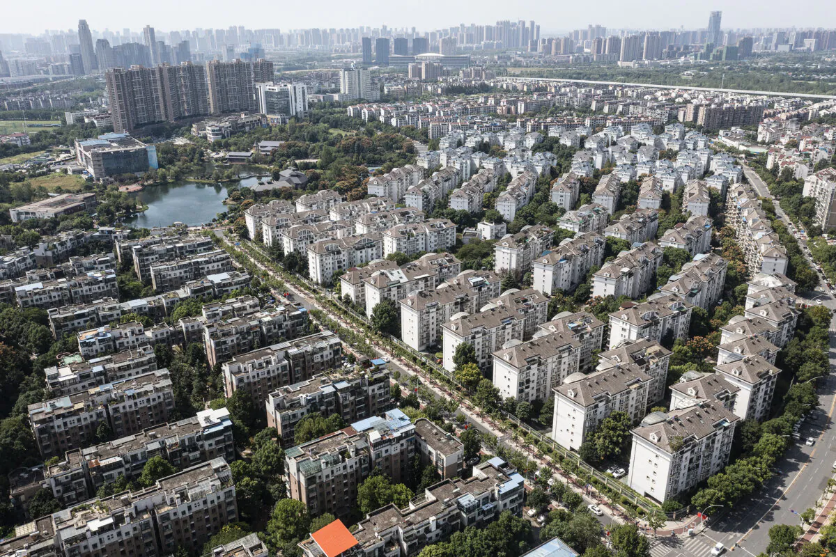 An aerial view shows the Evergrande Changqing community in Wuhan, Hubei Province, China, on Sept. 26, 2021. (Getty Images)