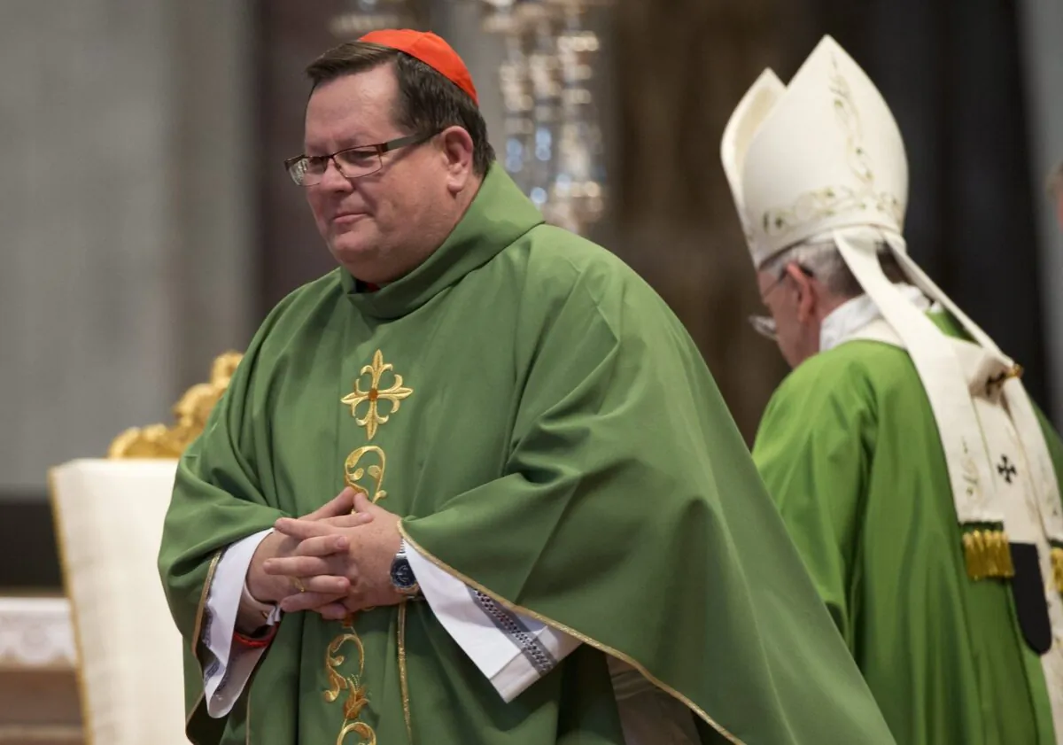 Cardinal Gerald Cyprien Lacroix, Archbishop of Quebec, leaves after delivering a speech during a Mass of Thanksgiving celebrated by Pope Francis, in St. Peter's Basilica, at the Vatican, on Oct. 12, 2014. (The Canadian Press/AP-Andrew Medichini)