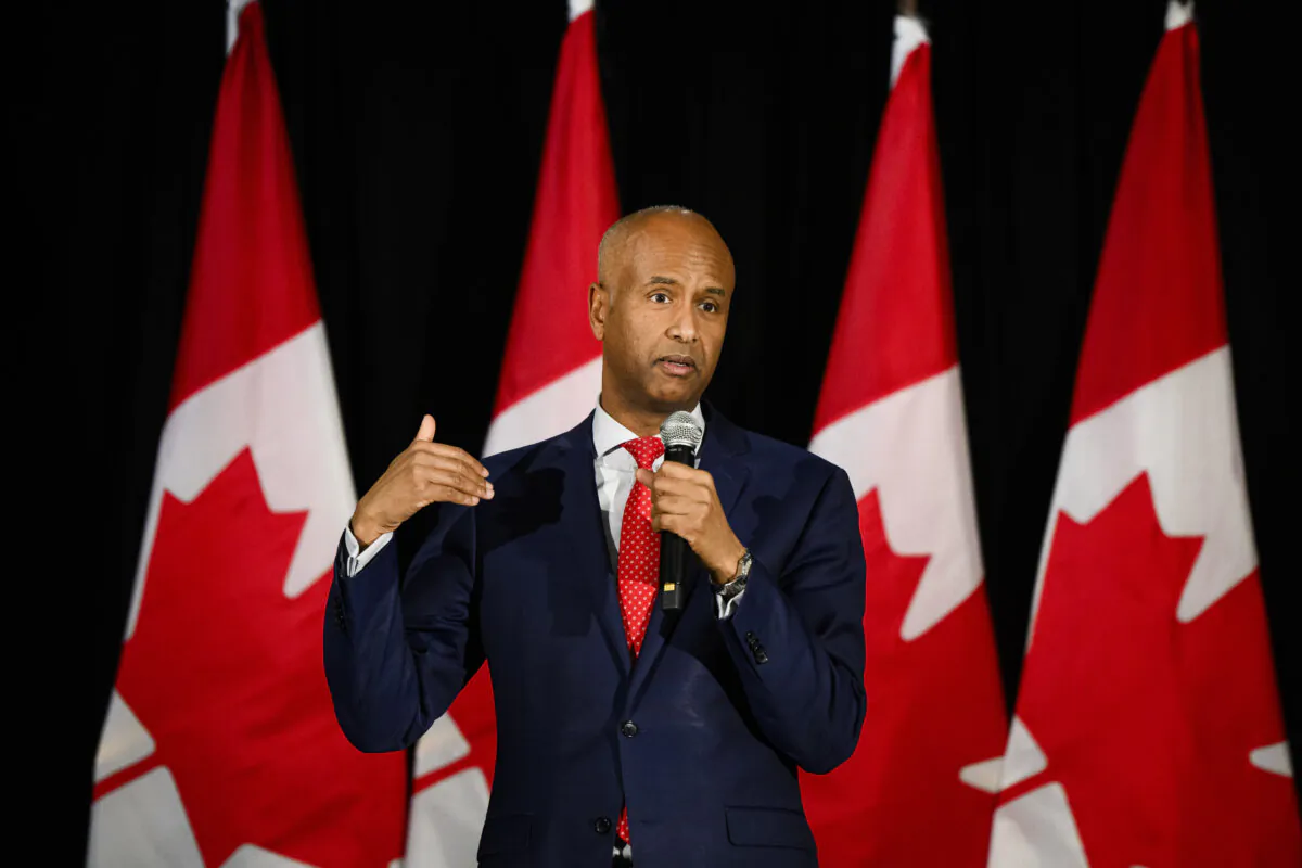 International Development Minister Ahmed Hussen speaks at an event in Toronto on Dec. 1, 2023. (The Canadian Press/Christopher Katsarov)