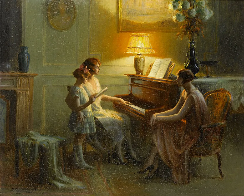 "By the Piano" by Delphin Enjolra. (Public Domain)