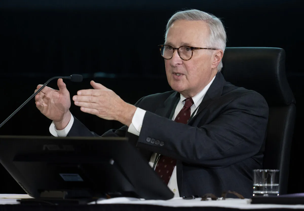 Former CSIS Director Richard Fadden speaks at the Foreign Interference Commission in Ottawa on Jan. 31, 2024. (The Canadian Press/Adrian Wyld)