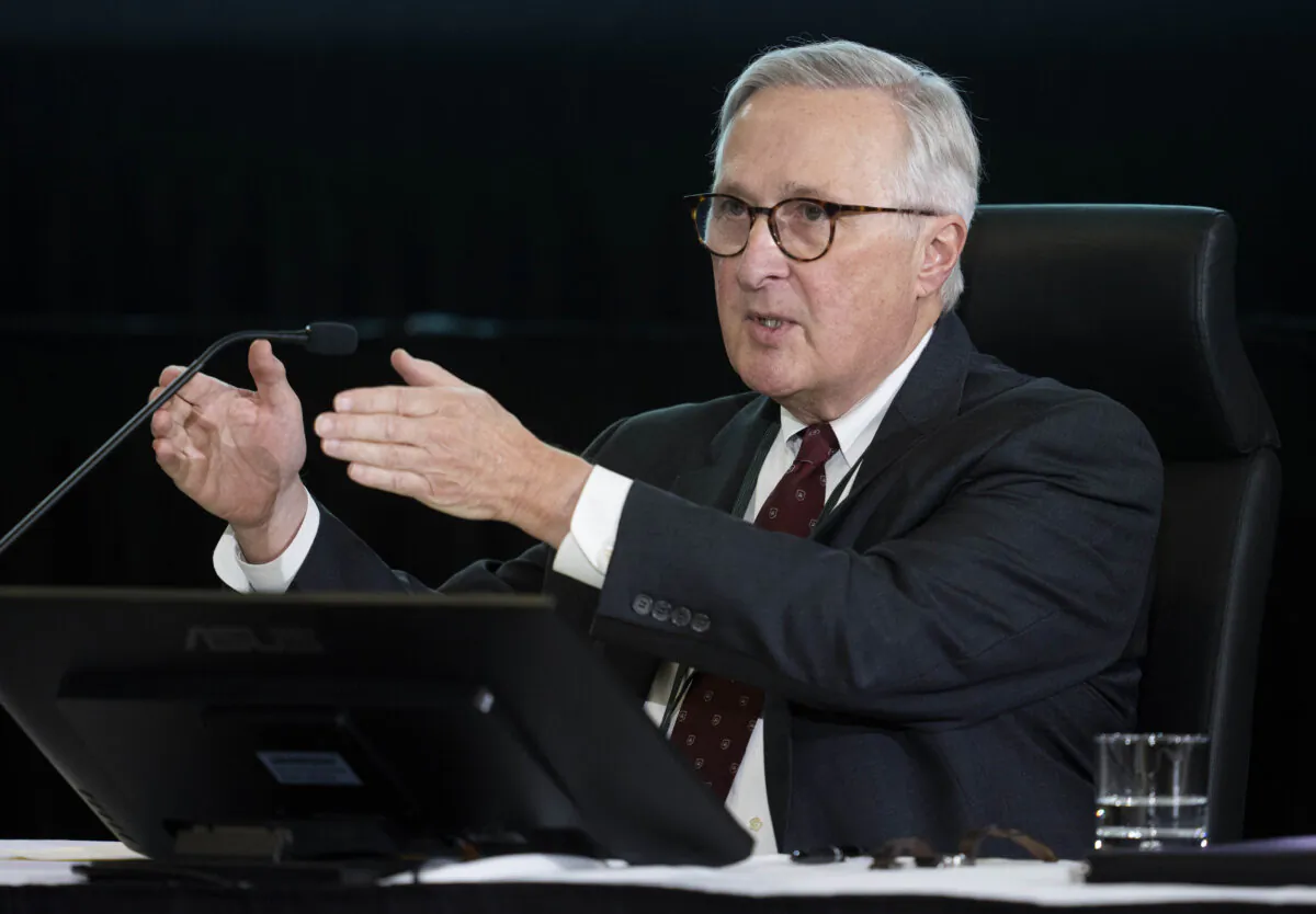 Former CSIS Director Richard Fadden speaks as he participates in a panel at the Public Inquiry into Foreign Interference in Federal Electoral Processes and Democratic Institutions, in Ottawa on Jan. 31, 2024. (The Canadian Press/Adrian Wyld)