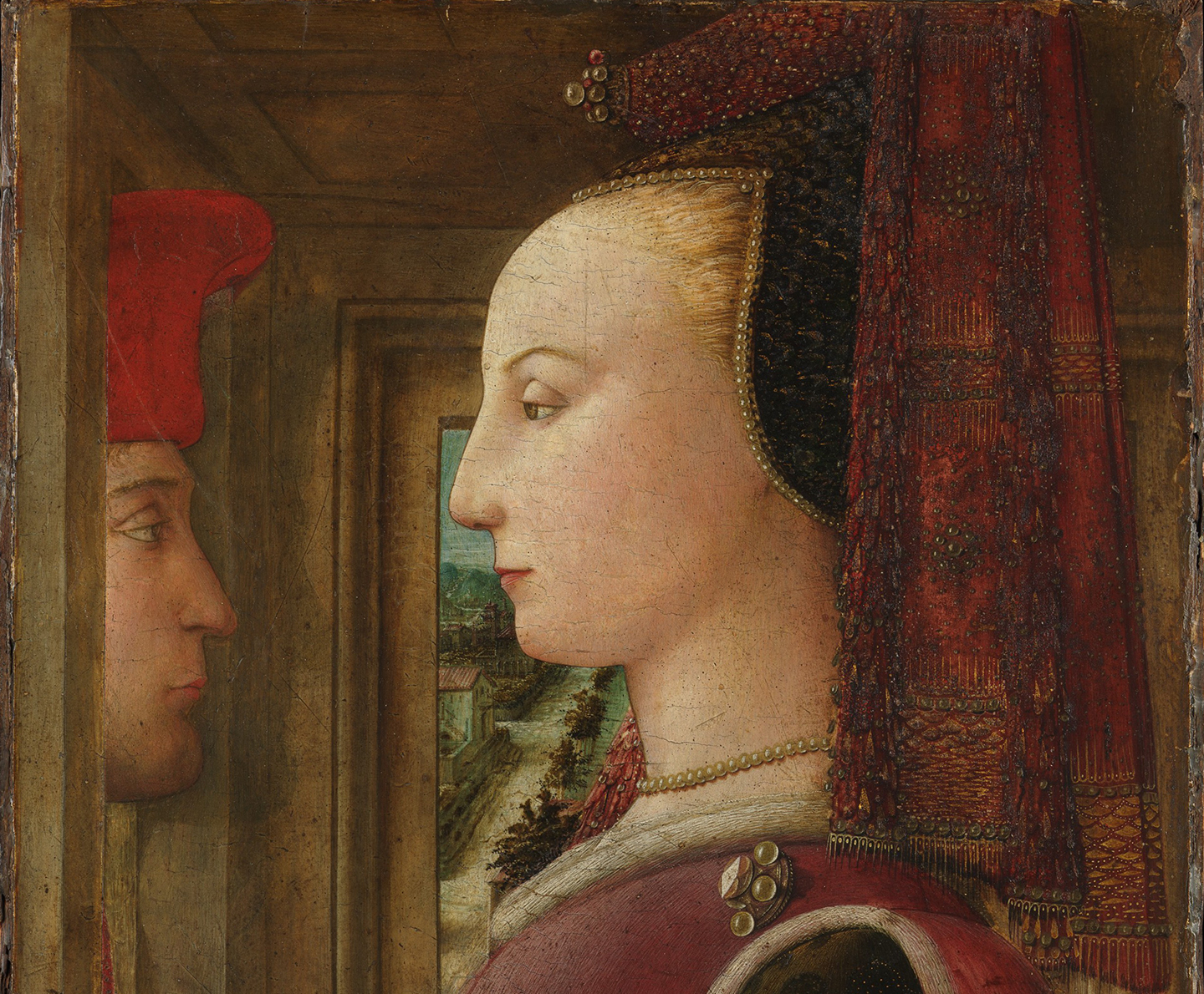 Detail of Portrait of a Woman with a Man at a Casement
