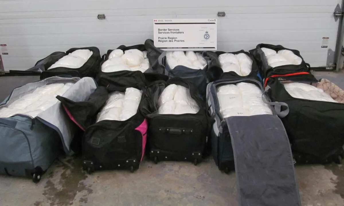 Some of the 406.2 kg of methamphetamine seized Jan. 14, 2024 in Manitoba by CBSA officers. (Courtesy of the Canadian Border Services Agency)