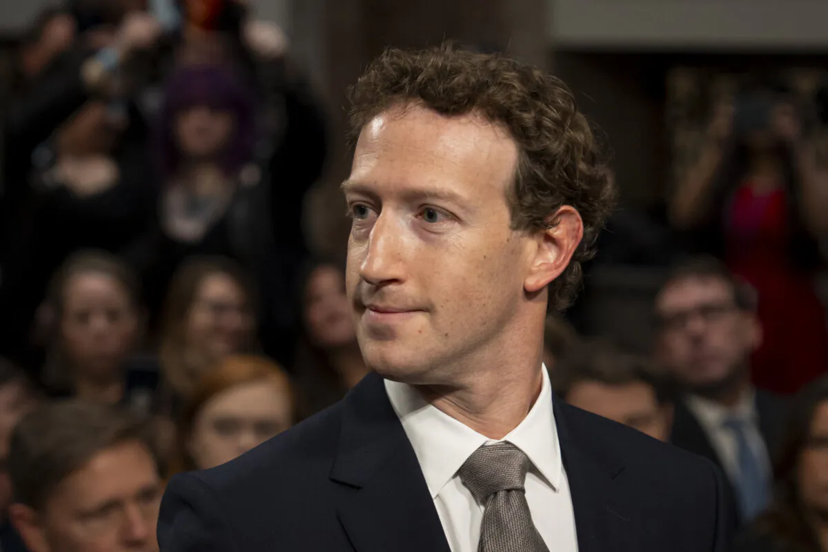 Meta founder and CEO Mark Zuckerberg arrives to testify before the Senate Judiciary Committee in Washington on Jan. 31, 2024. (Madalina Vasiliu/The Epoch Times)