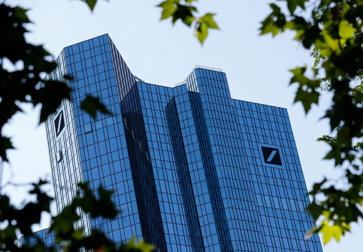 The headquarters of Germany's Deutsche Bank in Frankfurt, Germany, on Sept. 21, 2020. (Ralph Orlowski/Reuters)