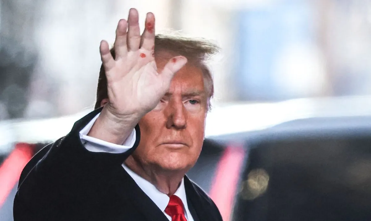 Former President Donald Trump leaves Trump Tower for Manhattan federal court for the second defamation trial against him, in New York City on Jan. 17, 2024. (Charly Triballeau/AFP via Getty Images)