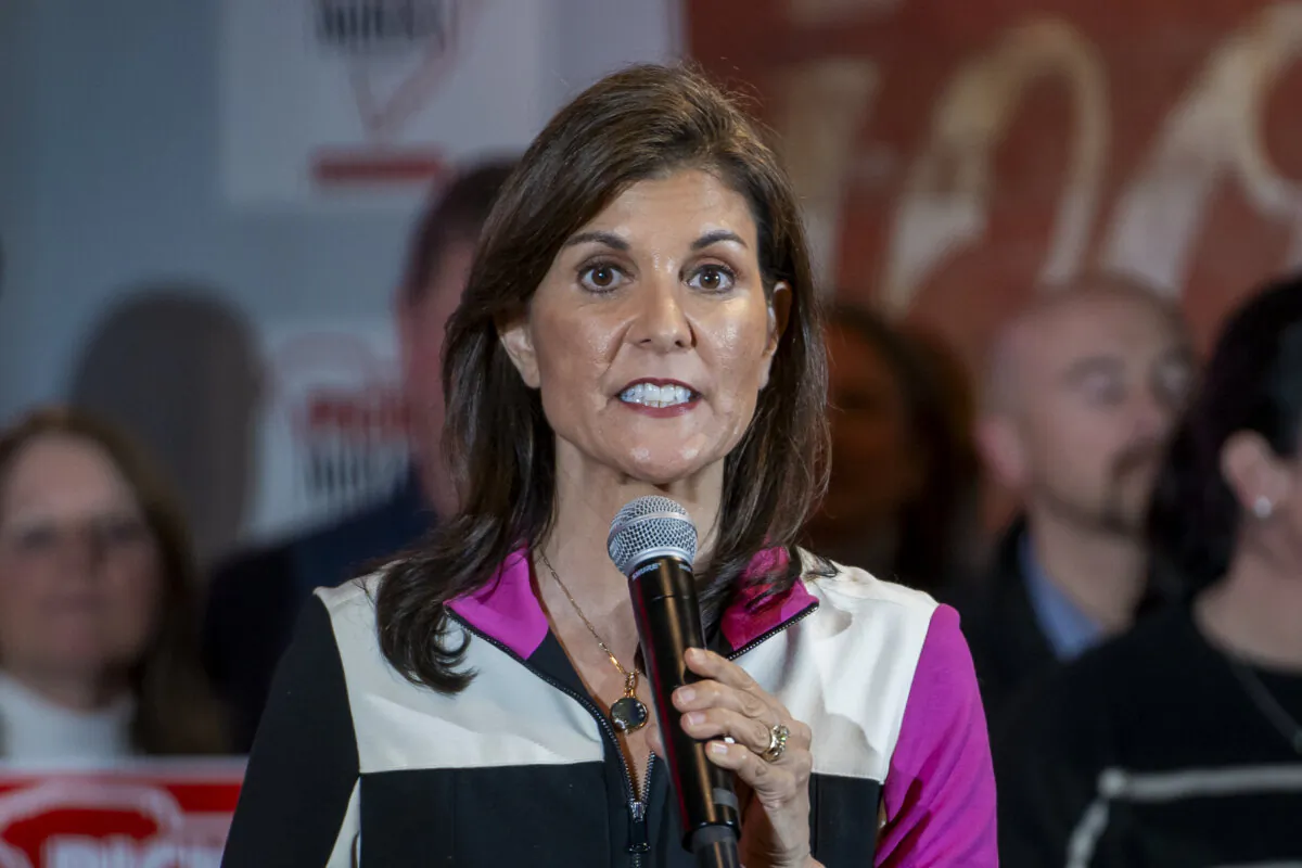 Republican presidential candidate and former U.N. Ambassador Nikki Haley speaks during a campaign event in Hilton Head Island, S.C., on Feb. 1, 2024. (Madalina Vasiliu/The Epoch Times)