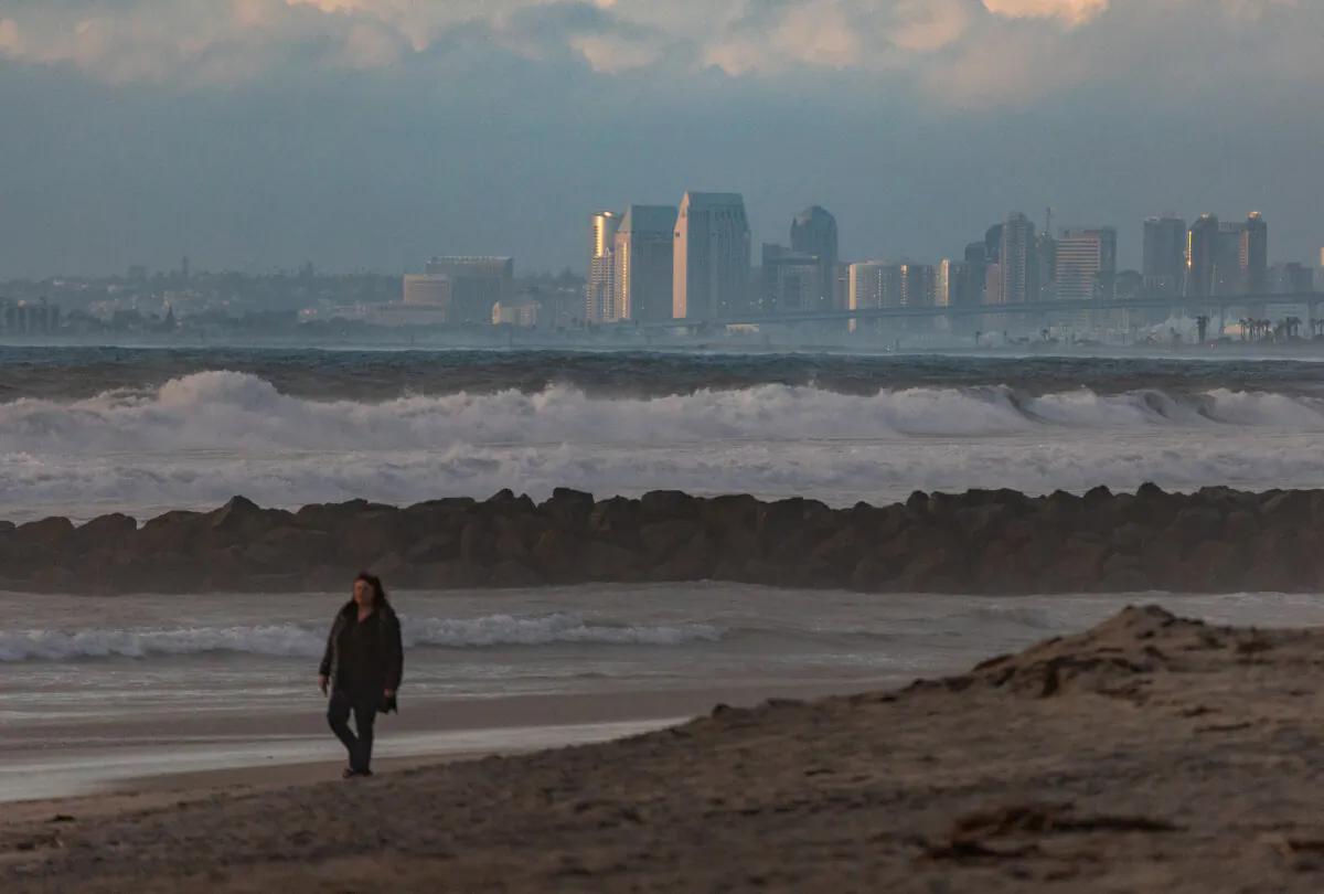 Downtown San Diego seen from Imperial Beach, Calif., on Feb. 1, 2024. (John Fredricks/The Epoch Times)