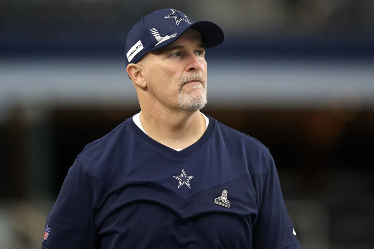 Defensive Coordinator of the Dallas Cowboys and former Atlanta Falcons head coach Dan Quinn looks on before the game against the Atlanta Falcons in Arlington, Texas, on Nov. 14, 2021. (Tom Pennington/Getty Images)