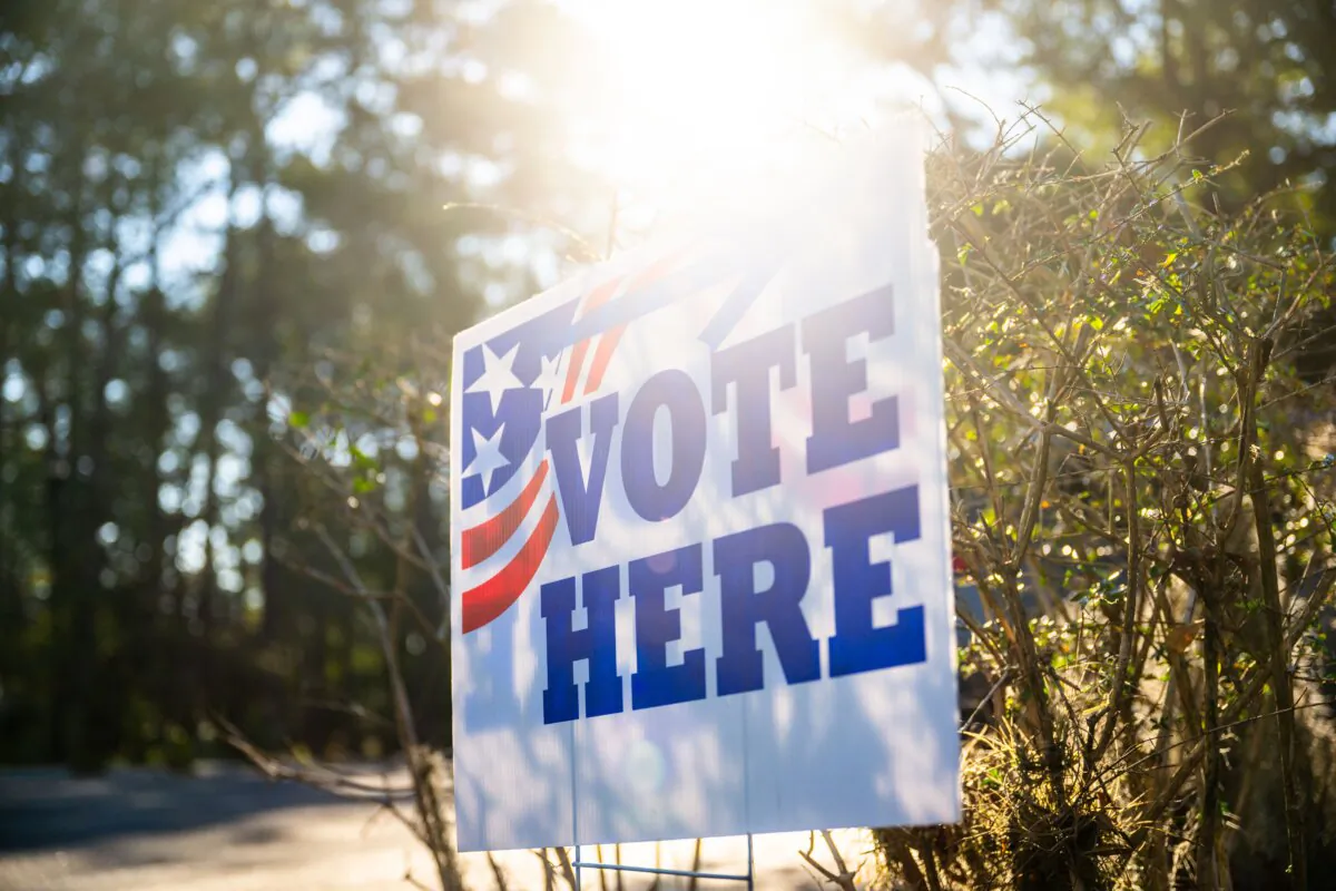 Instructions to vote are seen at the Eastbridge Presbyterian Church during the Democratic Primary election in Columbia, S.C., on Feb. 3, 2024. (Brandon Bell/Getty Images)
