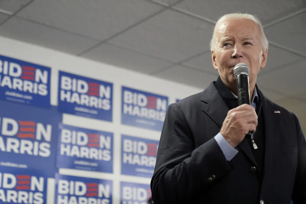 President Joe Biden speaks at the Biden campaign headquarters in Wilmington, Del., on Feb. 3, 2024. (Alex Brandon/AP Photo)
