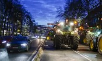 Belgian Tractors Park in Front of the EU Parliament