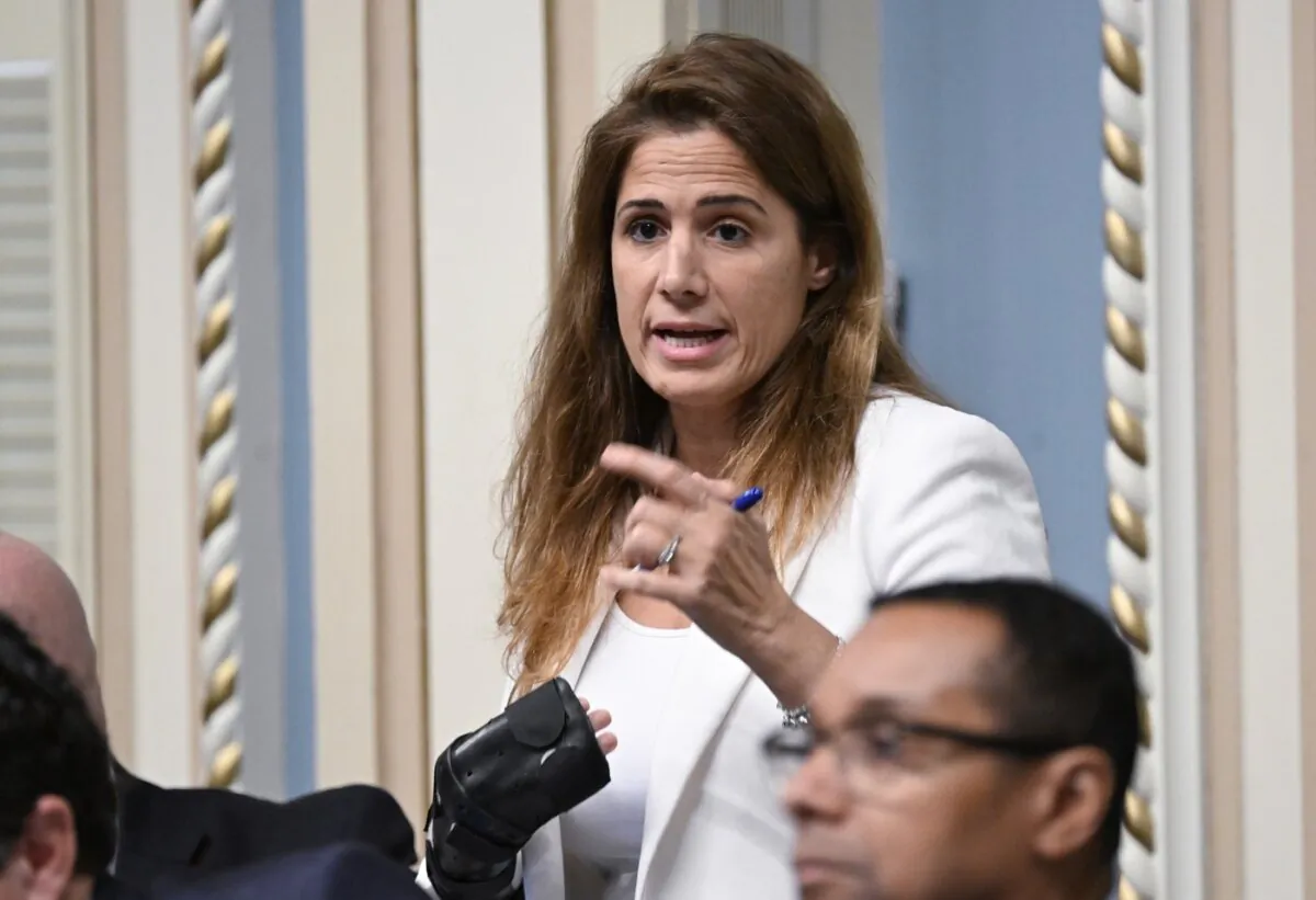Quebec Minister for higher Education Pascale Dery responds to the Opposition during question period at the legislature in Quebec City on Sept. 28, 2023. (The Canadian Press/Jacques Boissinot)