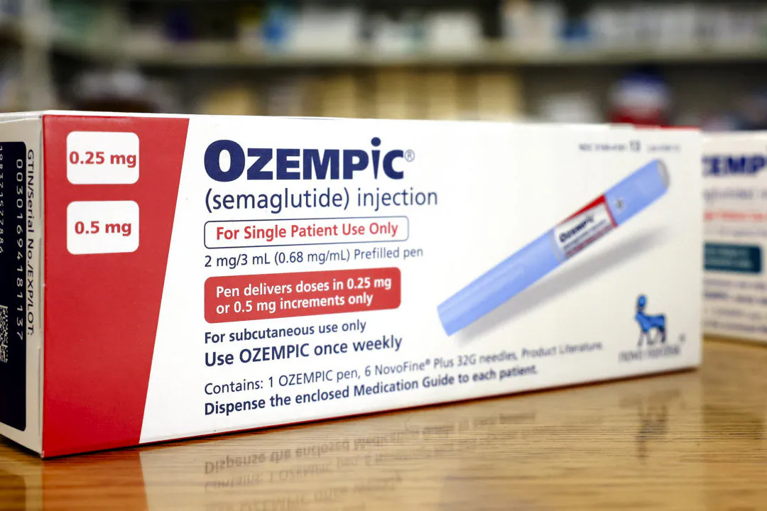 In this photo illustration, boxes of the diabetes drug Ozempic rest on a pharmacy counter in Los Angeles, Calif., on April 17, 2023. (Mario Tama/Getty Images)