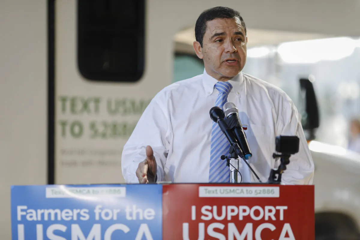 WASHINGTON, DC - SEPTEMBER 12: Rep. Henry Cuellar (D-TX) delivers remarks during a rally for the passage of the USMCA trade agreement, on September 12, 2019 in Washington, DC. Several agricultural groups including the American Farm Bureau Federation, the American Soybean Association and the National Corn Growers Association held the rally to urge Congress to ratify the trade deal. (Photo by Tom Brenner/Getty Images)