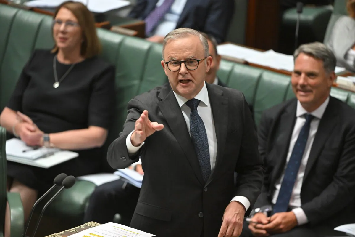 Labor Prime Minister Anthony Albanese during Question Time in the House of Representatives at Parliament House in Canberra, Australia on Feb. 6, 2024. (AAP Image/Mick Tsikas)