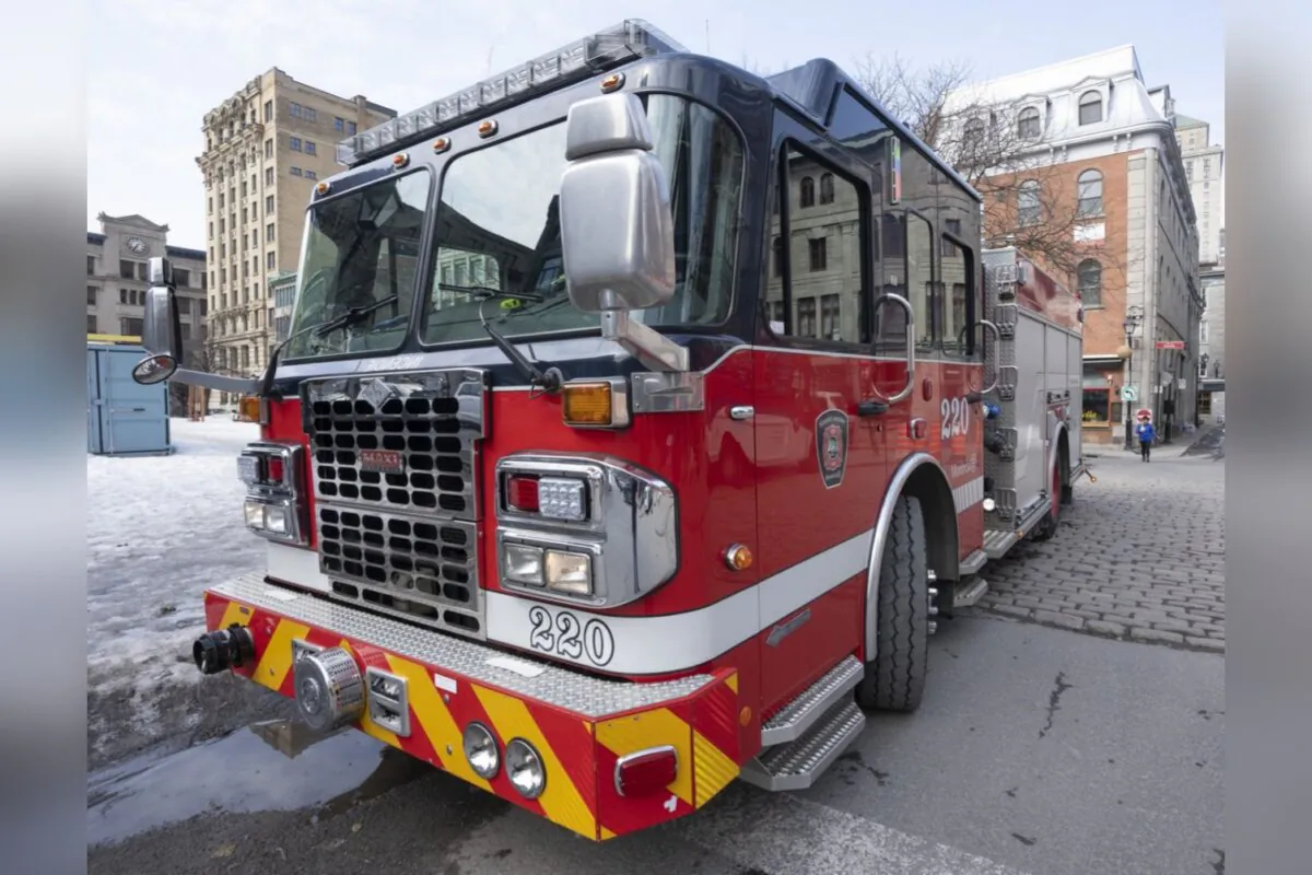 A Montreal fire department truck is seen in Montreal on March 21, 2023. (The Canadian Press/Ryan Remiorz)