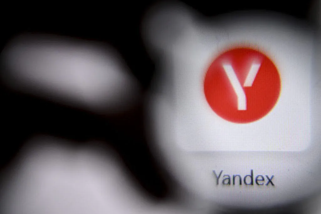Photo taken on October 12, 2021 in Moscow shows Russia's internet search engine Yandex's logo on a laptop screen. (Photo by Kirill KUDRYAVTSEV / AFP) (Photo by KIRILL KUDRYAVTSEV/AFP via Getty Images)