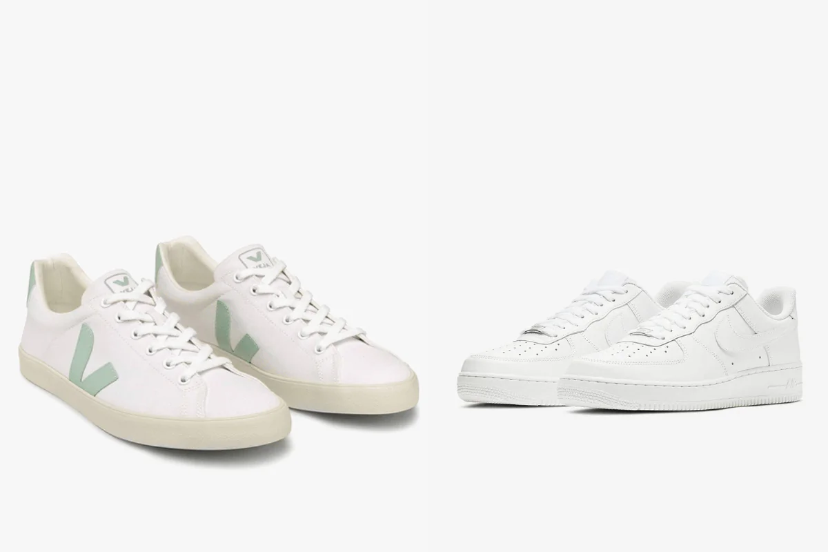 (Left) Veja Men's Esplar Sneaker (Right) Nike Women’s Air Force (Illustration by The Epoch times, Amazon)