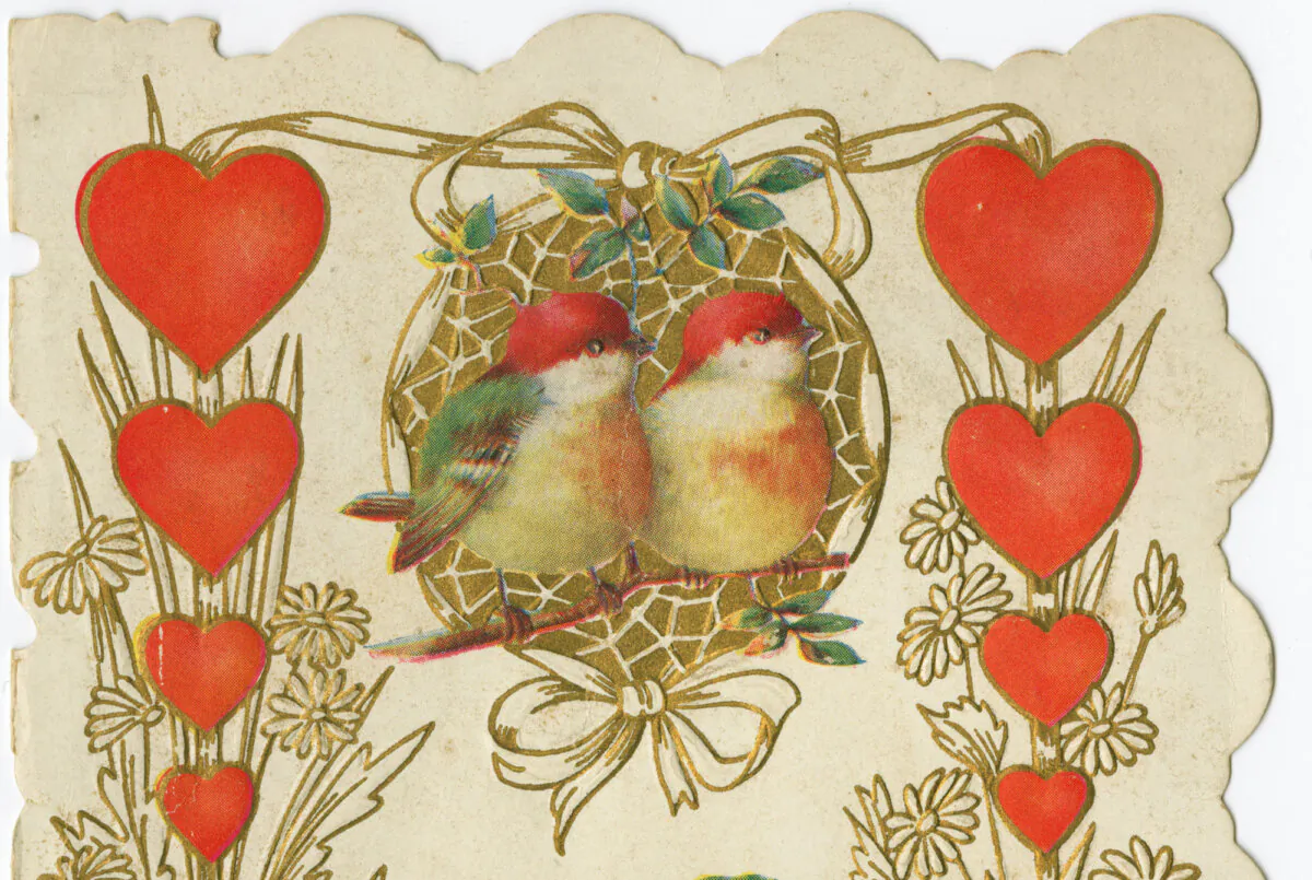 Detail of a Valentine's Day card showing two birds, circa 1930. (Kean Collection/Archive Photos/Getty Images)