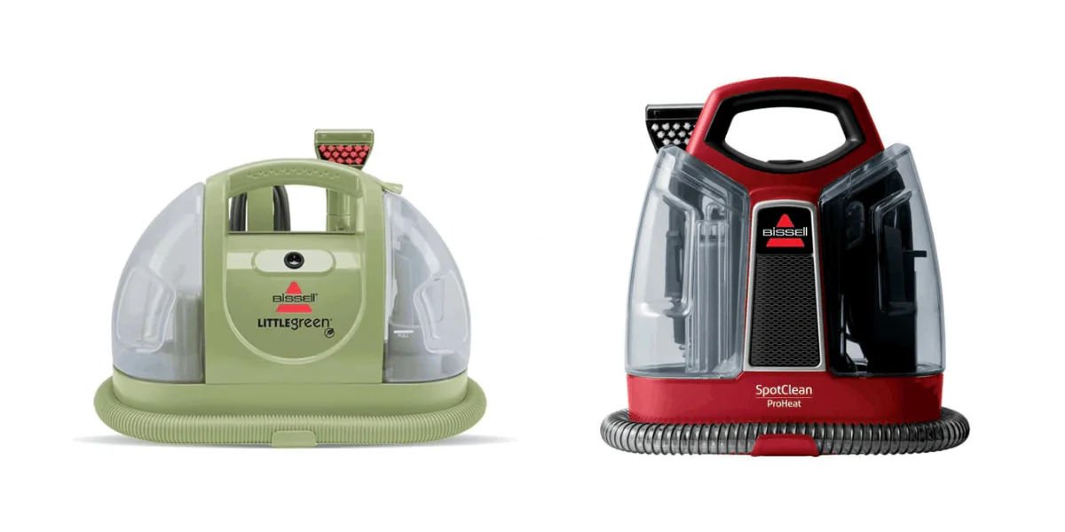 (Left) Bissell 1400B Little Green Portable Carpet Cleaner (Right) Dirt Devil Portable Carpet Spot Cleaner (Illustration by The Epoch Times, Amazon)