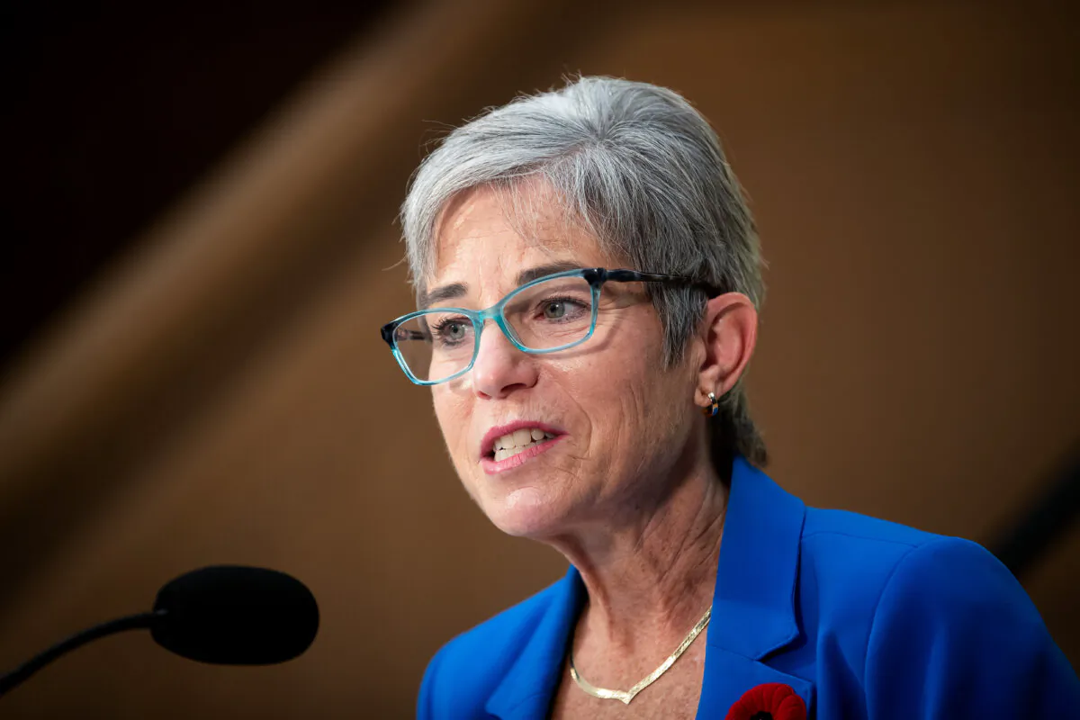 British Columbia Finance Minister Selina Robinson speaks during the official opening of the Canadian Cancer Society Centre for Cancer Prevention and Support, in Vancouver on Nov. 10, 2021. (The Canadian Press/Darryl Dyck)