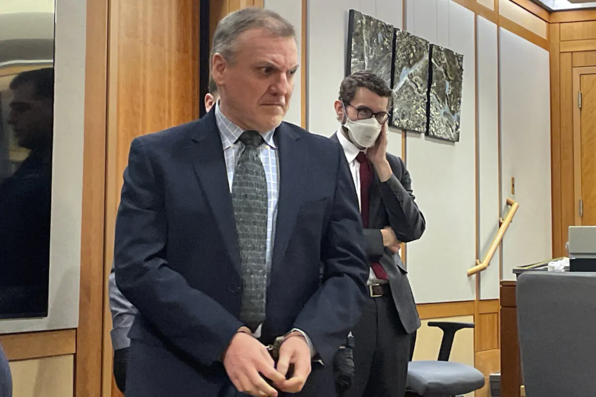 Brian Steven Smith arrives in a courtroom after a break in Anchorage, Alaska on Feb. 6, 2024. (Mark Thiessen/AP Photo)