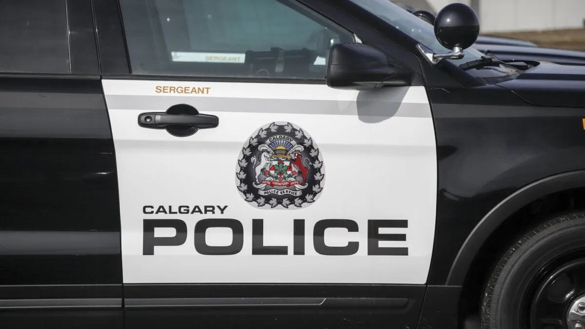 A police vehicle is seen at Calgary Police Service headquarters in Calgary on April 9, 2020. (The Canadian Press/Jeff McIntosh)
