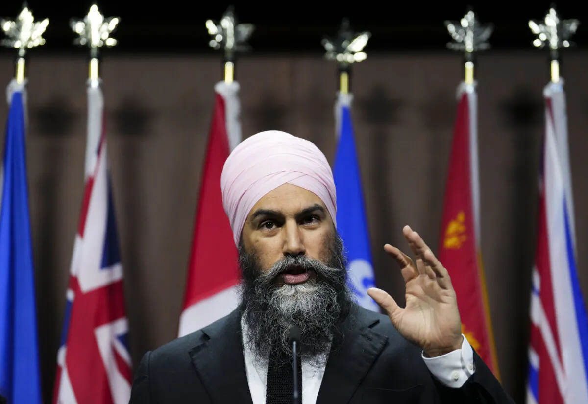 NDP Leader Jagmeet Singh speaks to reporters on Parliament Hill in Ottawa on Feb. 7, 2024. (The Canadian Press/Sean Kilpatrick)