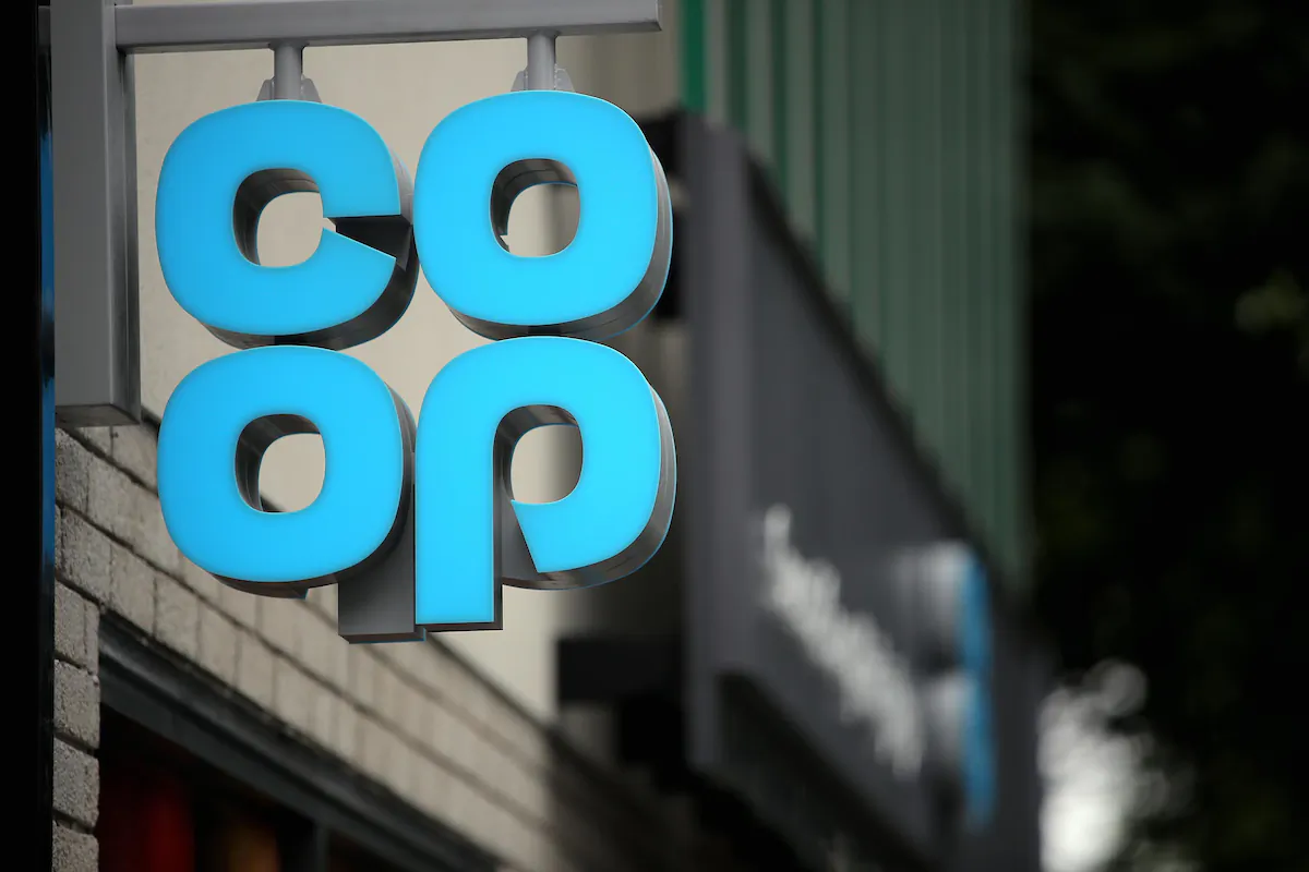 Undated handout file photo issued by the Co-op of a store sign. The company has reported that crime, shoplifting, and anti-social behaviour in its stores have increased by over a third in the past year. (Co-op/PA Wire)