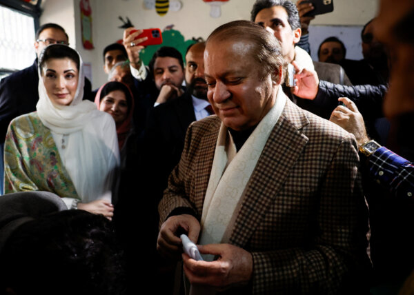 Former Prime Minister Nawaz Sharif Votes During The General Election In Lahore